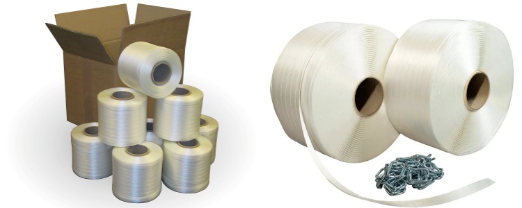 Feuillard textile polyester collé